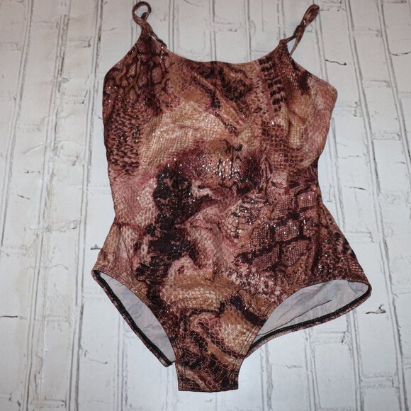 🐍 Sparkling Snakeskin Bodysuit Swimsuit – Size 14 Sleek & Shimmery | One-Piece - Picture 1 of 5